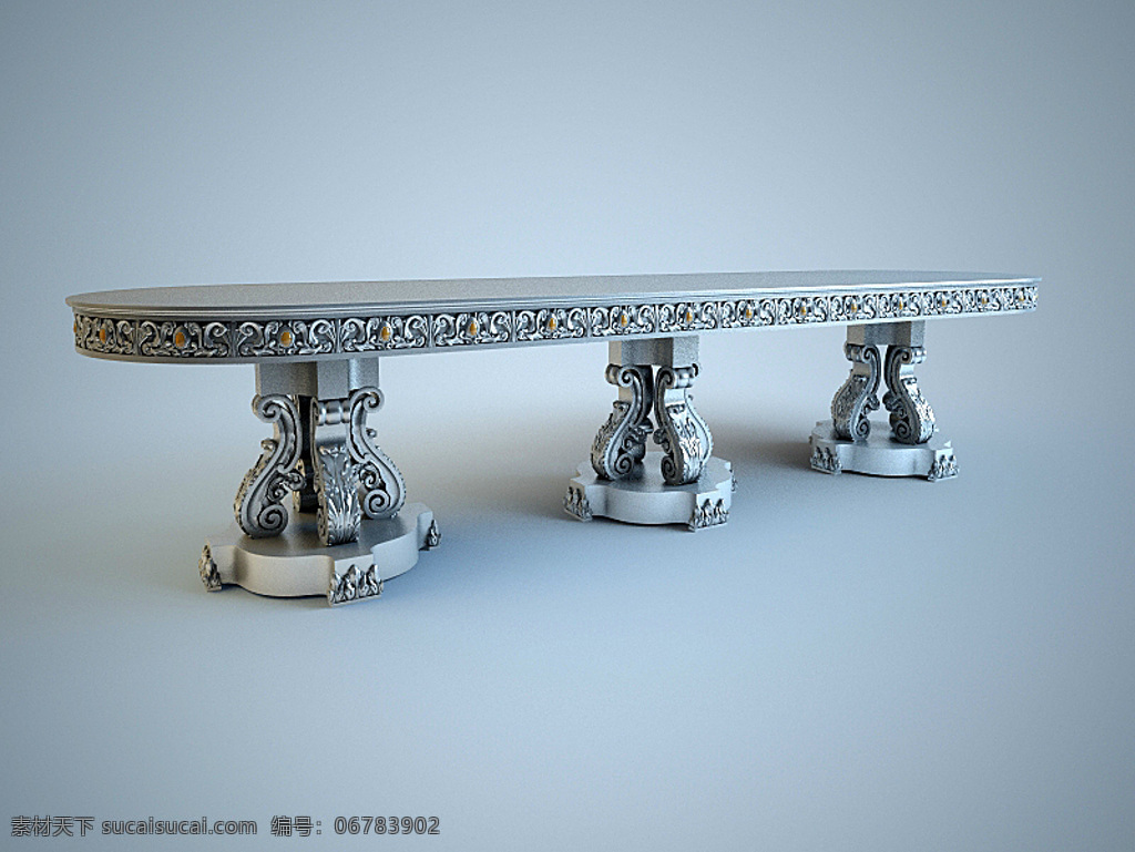 华丽 长石 条桌 classical big 桌子 table 桌椅沙发 3d模型素材 家具模型