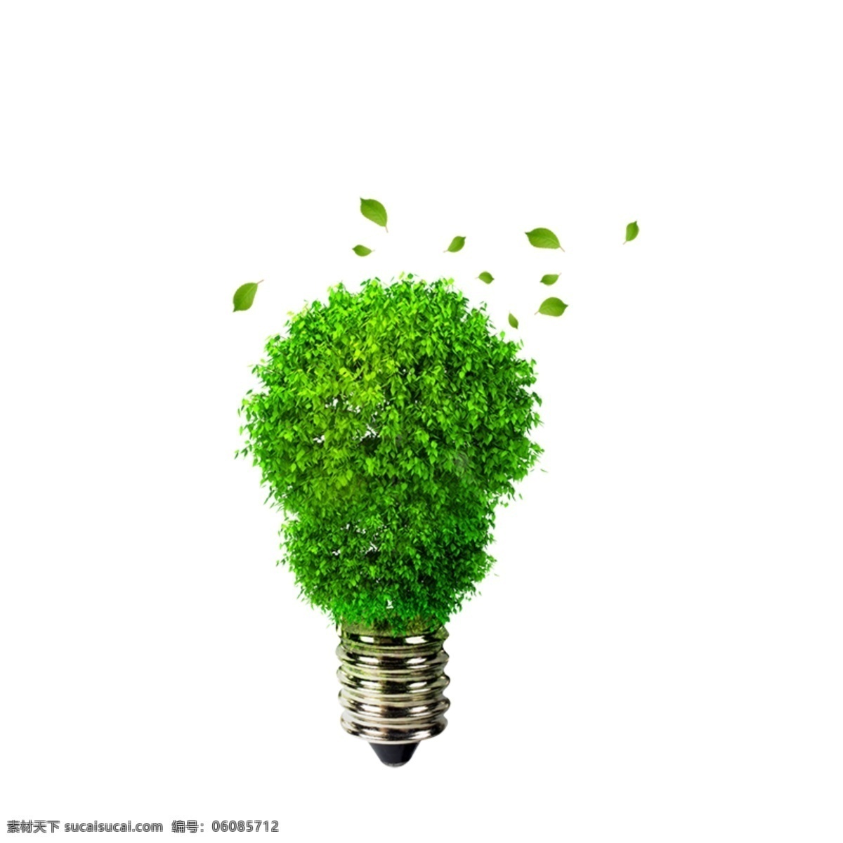 商务元素 保护环境 绿色 树叶 灯泡 创意素材 白色