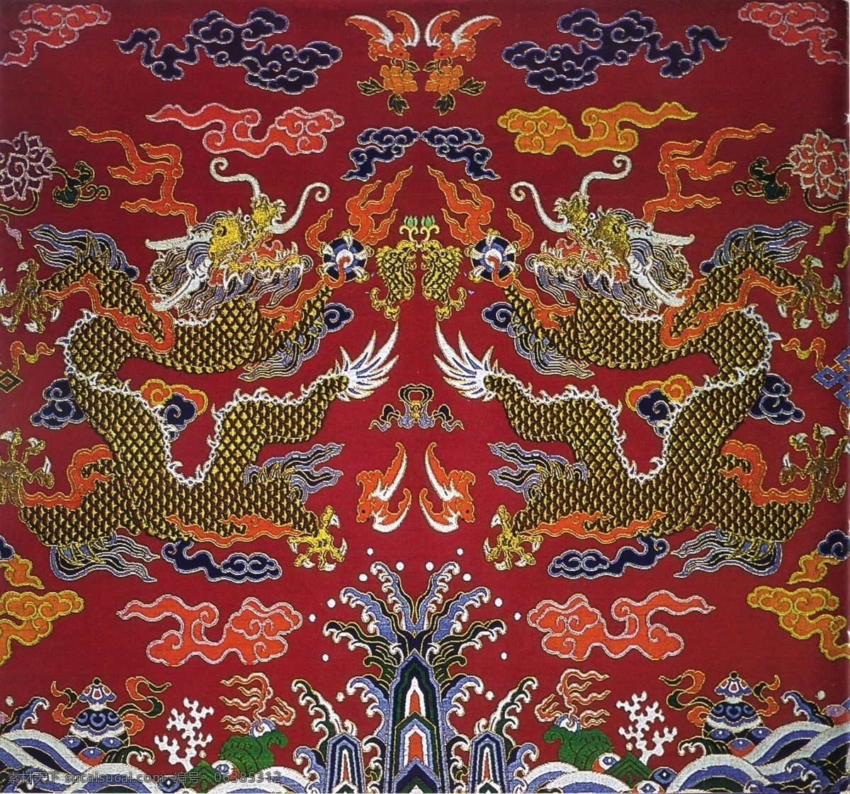 中式 刺绣 龙 布纹 贴图 中国风 花纹 图案 布纹贴图
