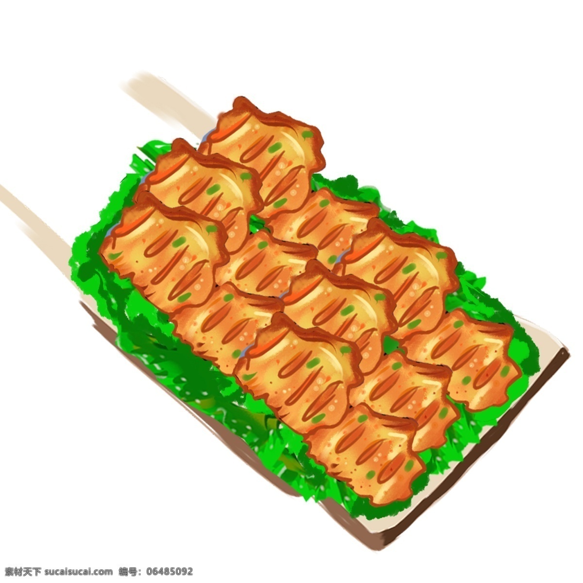 精美 食物 鸡翅 插画 烧烤 鸡翅膀 卡通 彩色 水彩 小清新 创意 装饰 图案 手绘风