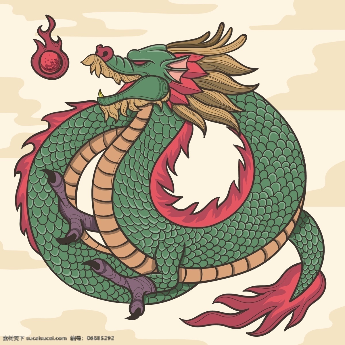 中国龙 龙 神龙 西方龙 手绘神龙 龙图腾 飞龙 生物世界