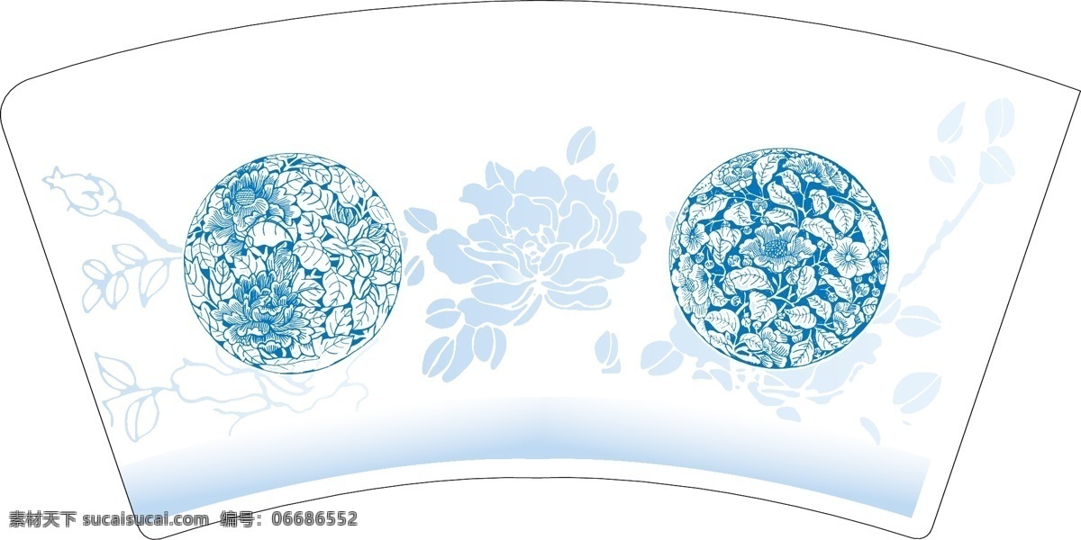 包装设计 背景 底图 花纹 蓝色 青花瓷 线条 纸杯 矢量 模板下载 青花瓷纸杯 psd源文件