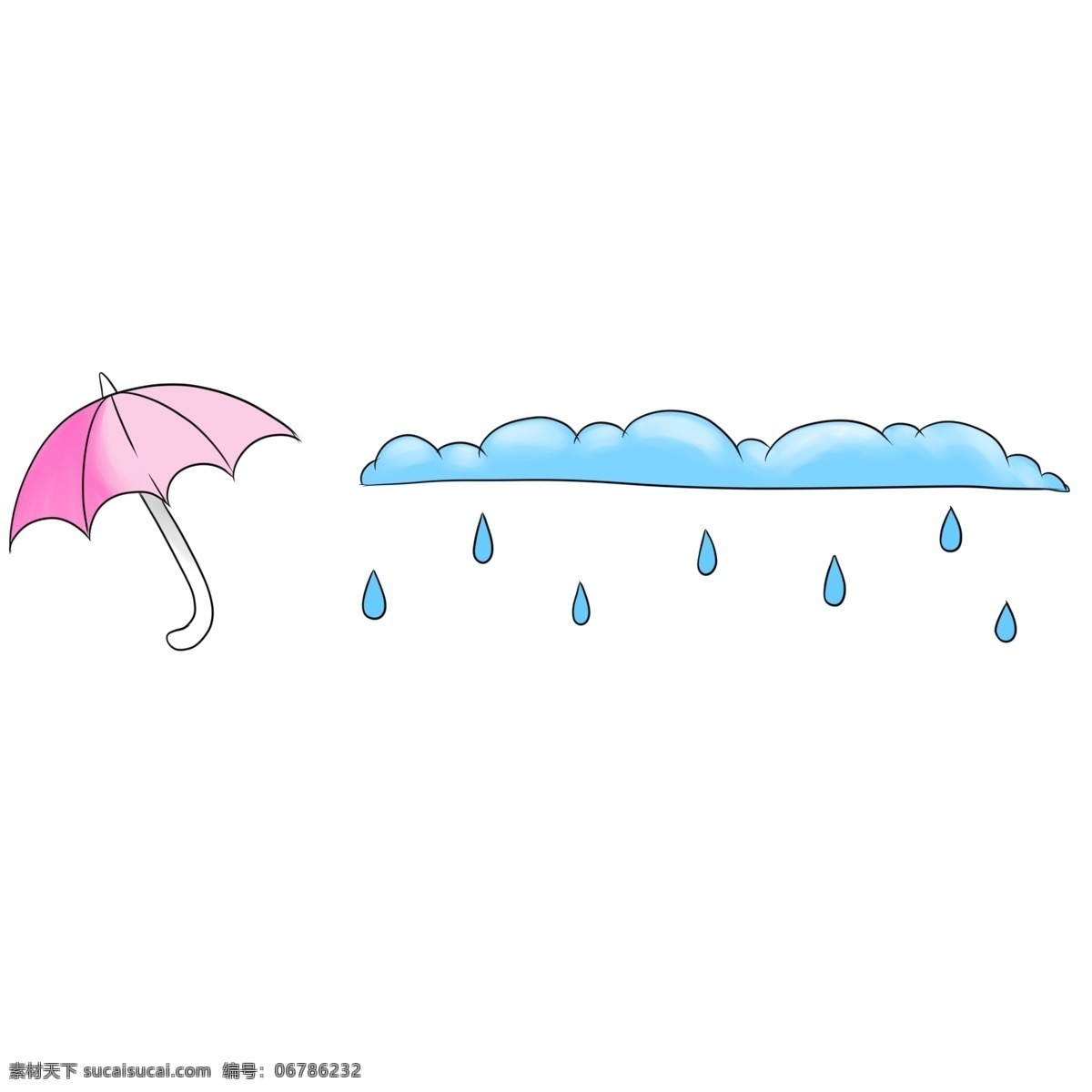 雨伞 分割线 手绘 插画 雨伞分割线 雨滴分割线 创意分割线 粉色的分割线 手绘分割线 卡通分割线