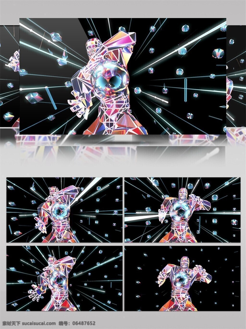 彩色 水晶 机器人 高清 视频 光斑散射 机器 机械 视觉享受 手机壁纸