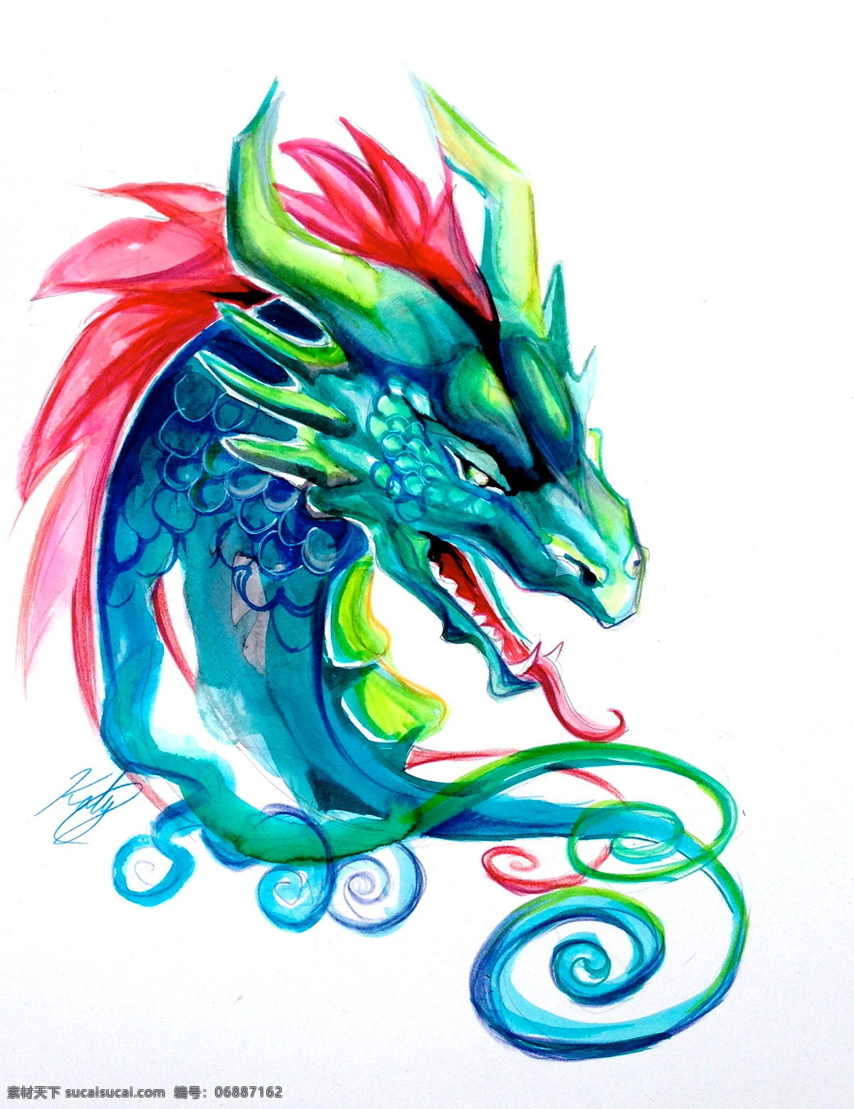 彩虹 彩虹色 彩铅 插画 高清 怪物 蝴蝶 花草 幻想 龙 设计素材 模板下载 幻想龙插画 恐龙 龙骑士 藤蔓 彩色墨水 水墨 水彩 绘画书法 文化艺术