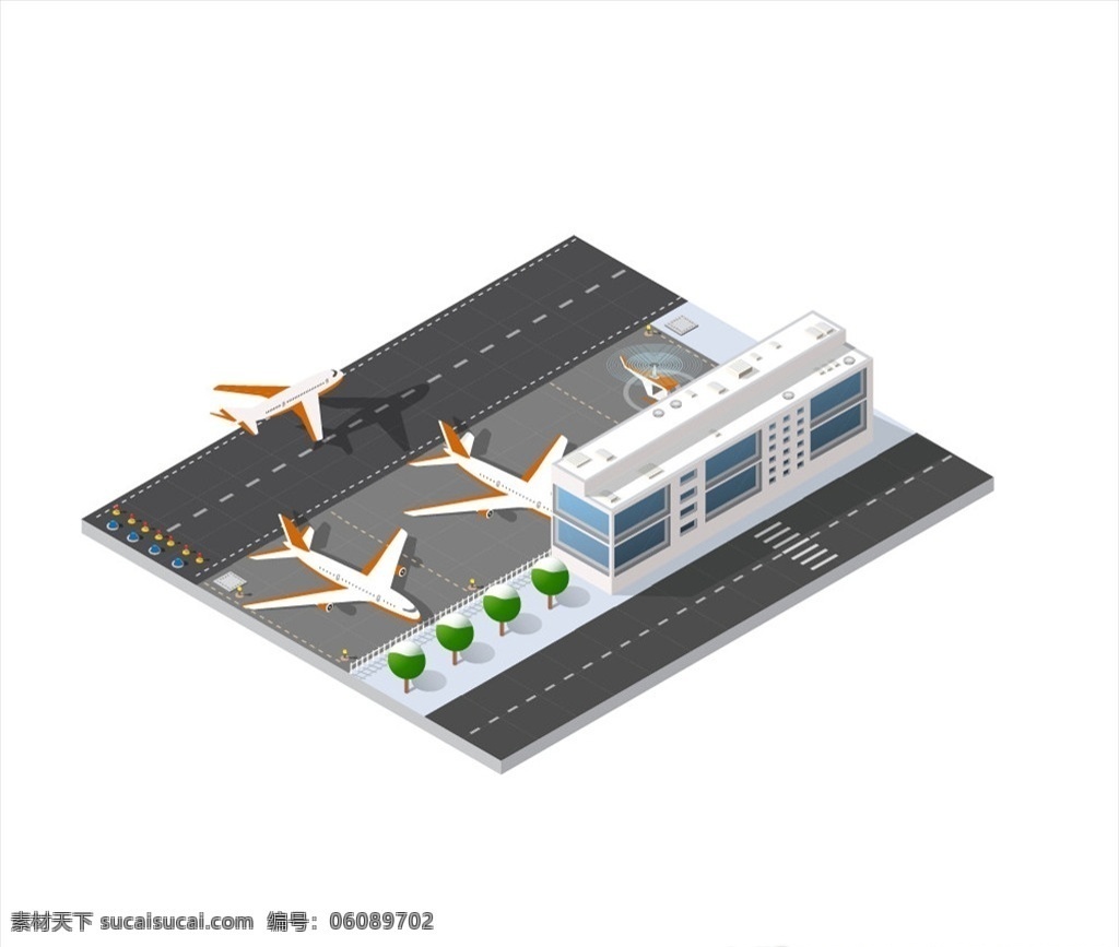 3d飞机场 3d 城市 建筑 高楼 大厦 城市景观 立体 等矩 模型 飞机场 飞机 3d三维立体 3d设计