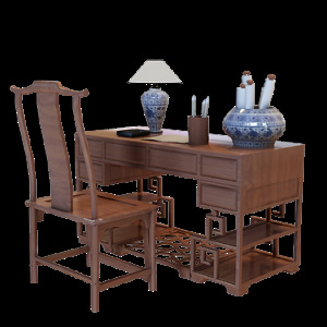 3d 书桌 模型 max9 笔筒 花瓶 画卷 书房 椅子 中式 桌 有贴图 家具组合 方 固定腿 3d模型素材 家具模型