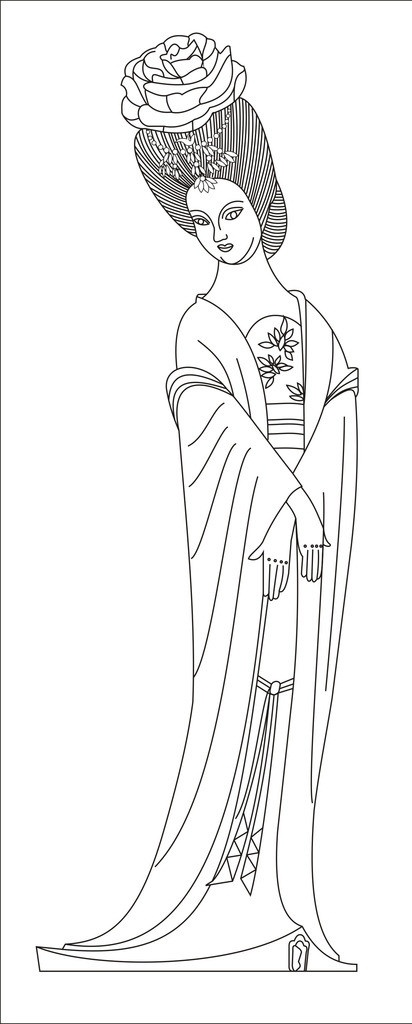 杨贵妃 线条画 钢笔画 雕刻画 底纹 底纹背景 底纹边框 矢量