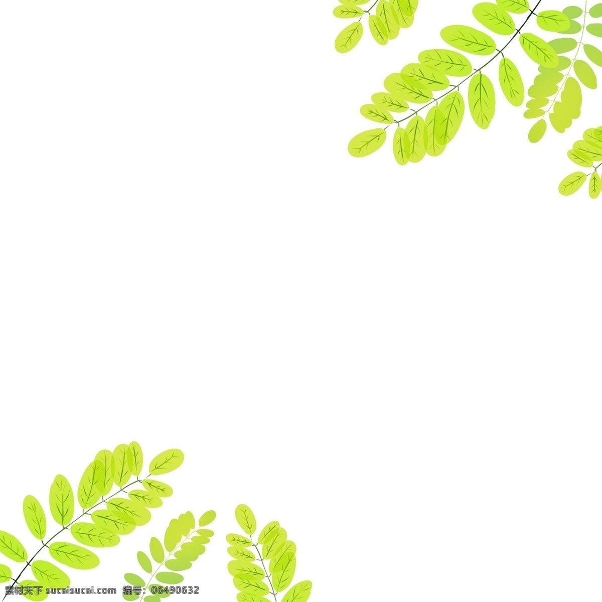 绿叶 小清 新手 绘 装饰 绿色 绿化 植树 叶子 树叶 树枝 环保 清新 手绘 卡通插画 背景装饰 悬浮