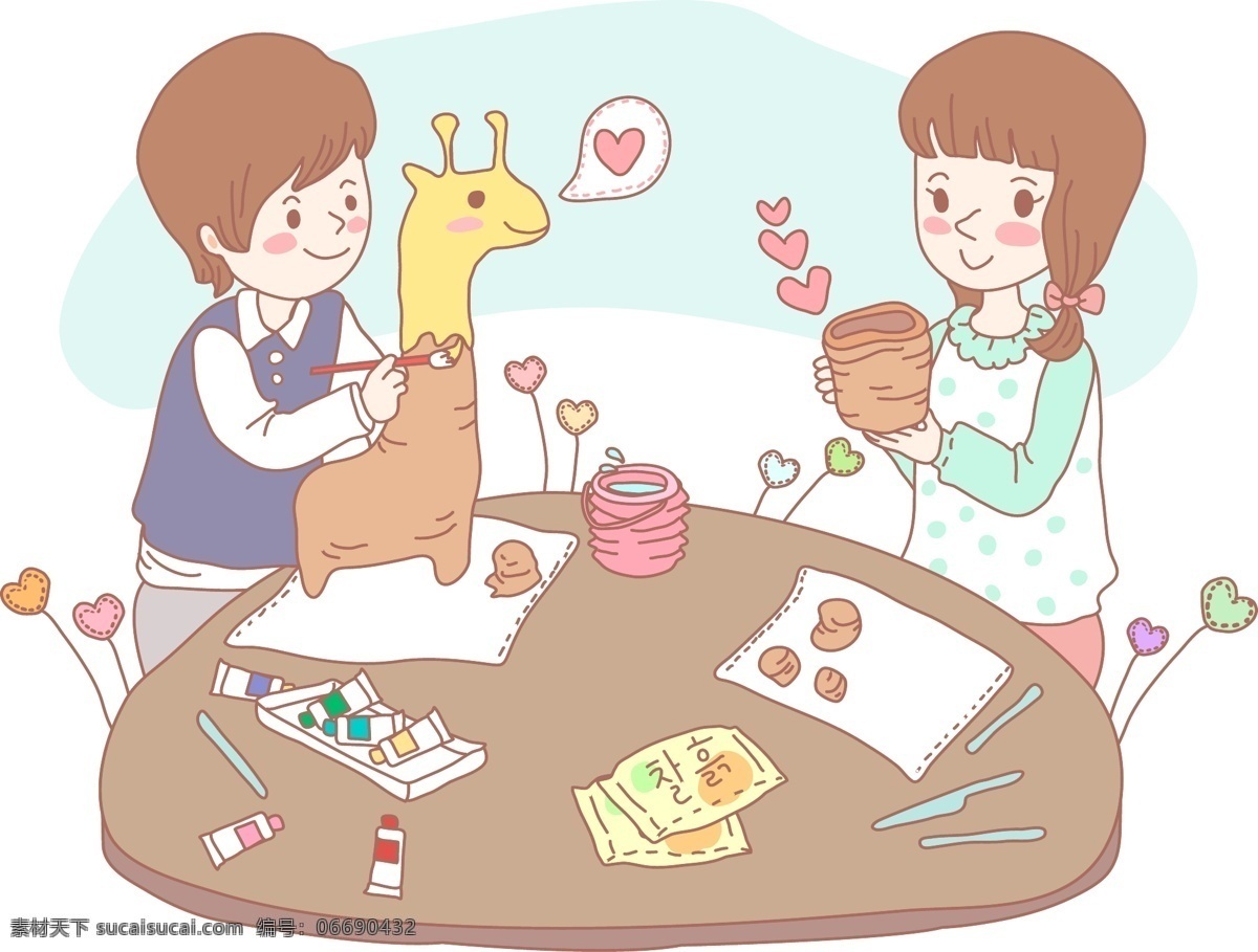 做 手工 儿童 矢量图 手工儿童 男孩 女孩 玩具