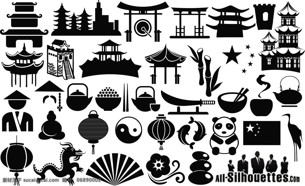 中国 歌 唱和 符号 组 剪影 标志 人气 传统 明星