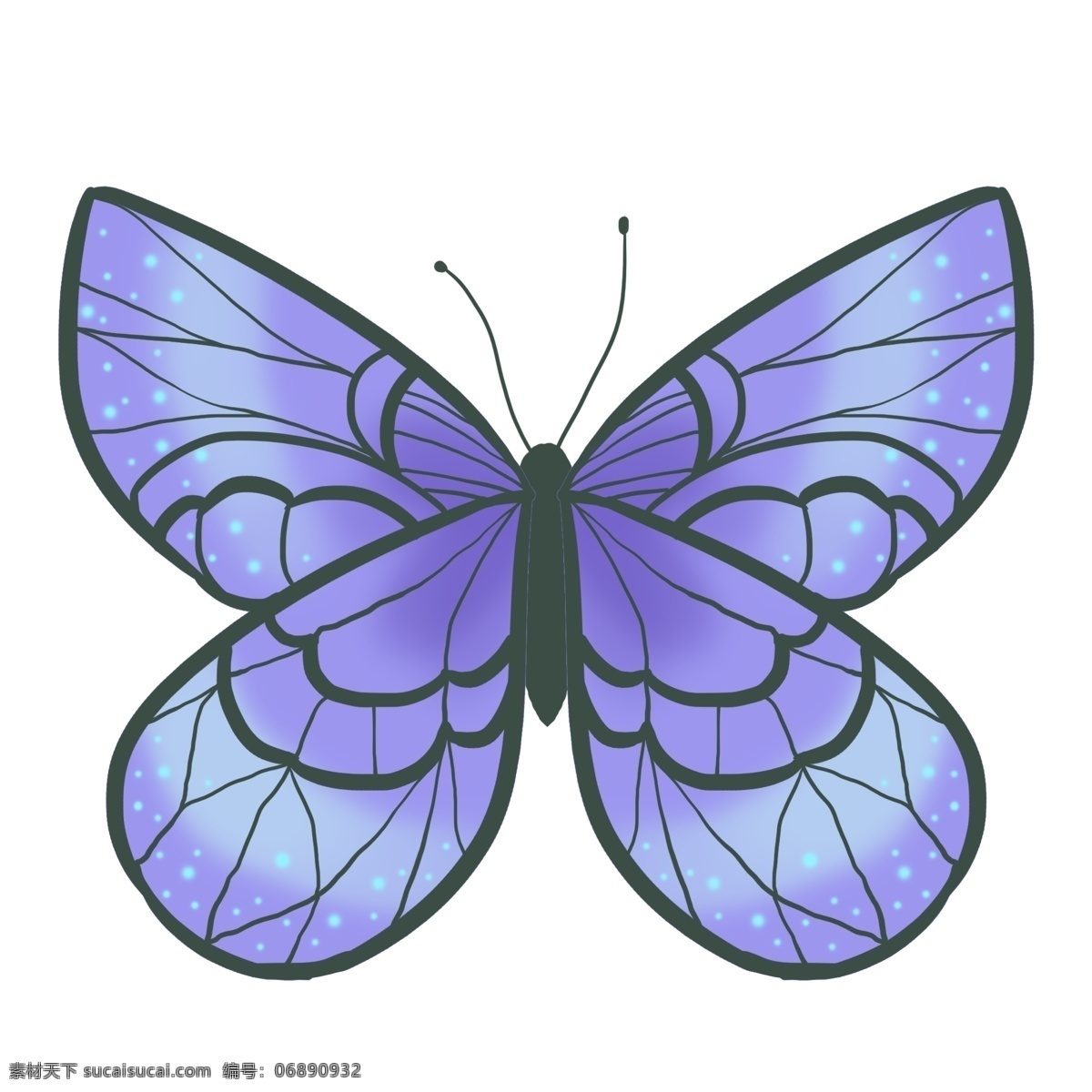 昆虫 蝴蝶 飞蛾 紫色 卡通 清新