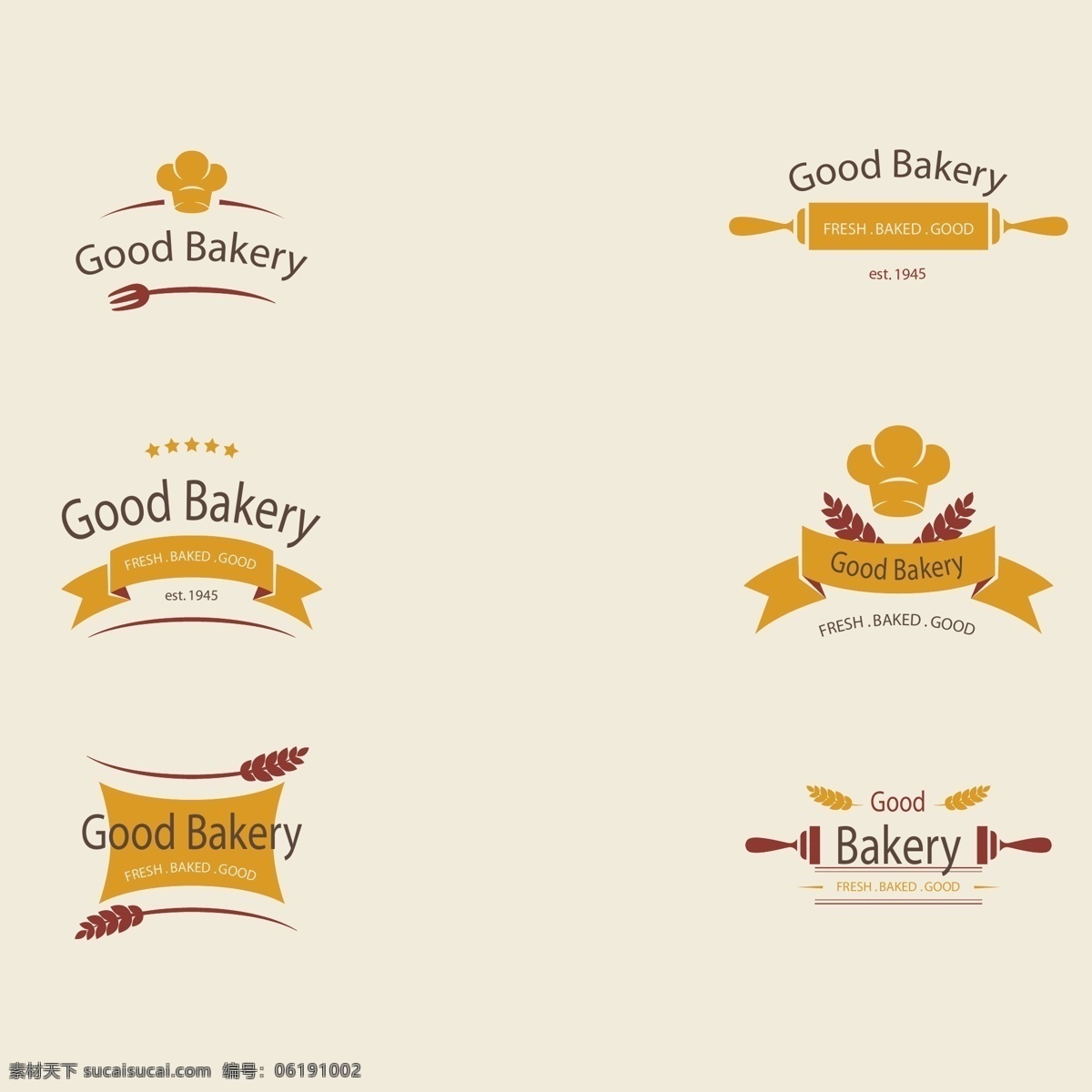 面包店 标志 矢量 标签 小麦 蛋糕 咖啡店 甜点 徽标 食品标志