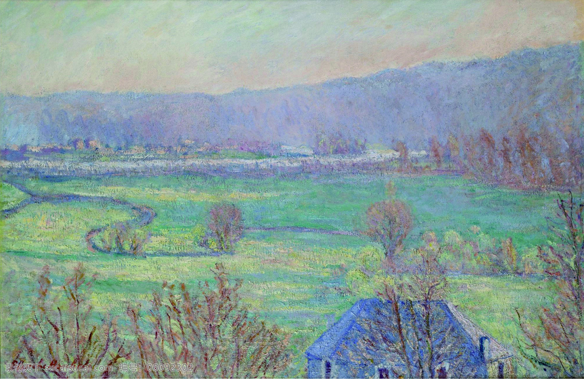 monet 风景 油画 装饰画 giverny 法国 画家 克劳德 of outskirts the in house blue hoschedemonet blanche 莫 奈 oscar claude 印象派 风景画 静物 装饰素材