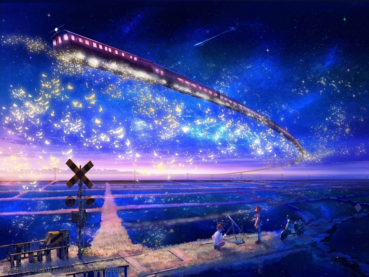 高清 唯美 夜空 列车 插画 动漫 动漫插画 动漫动画 动漫人物 风景 卡通 卡通人物 日本动漫 日本动漫插画 唯美风景 星空 可爱