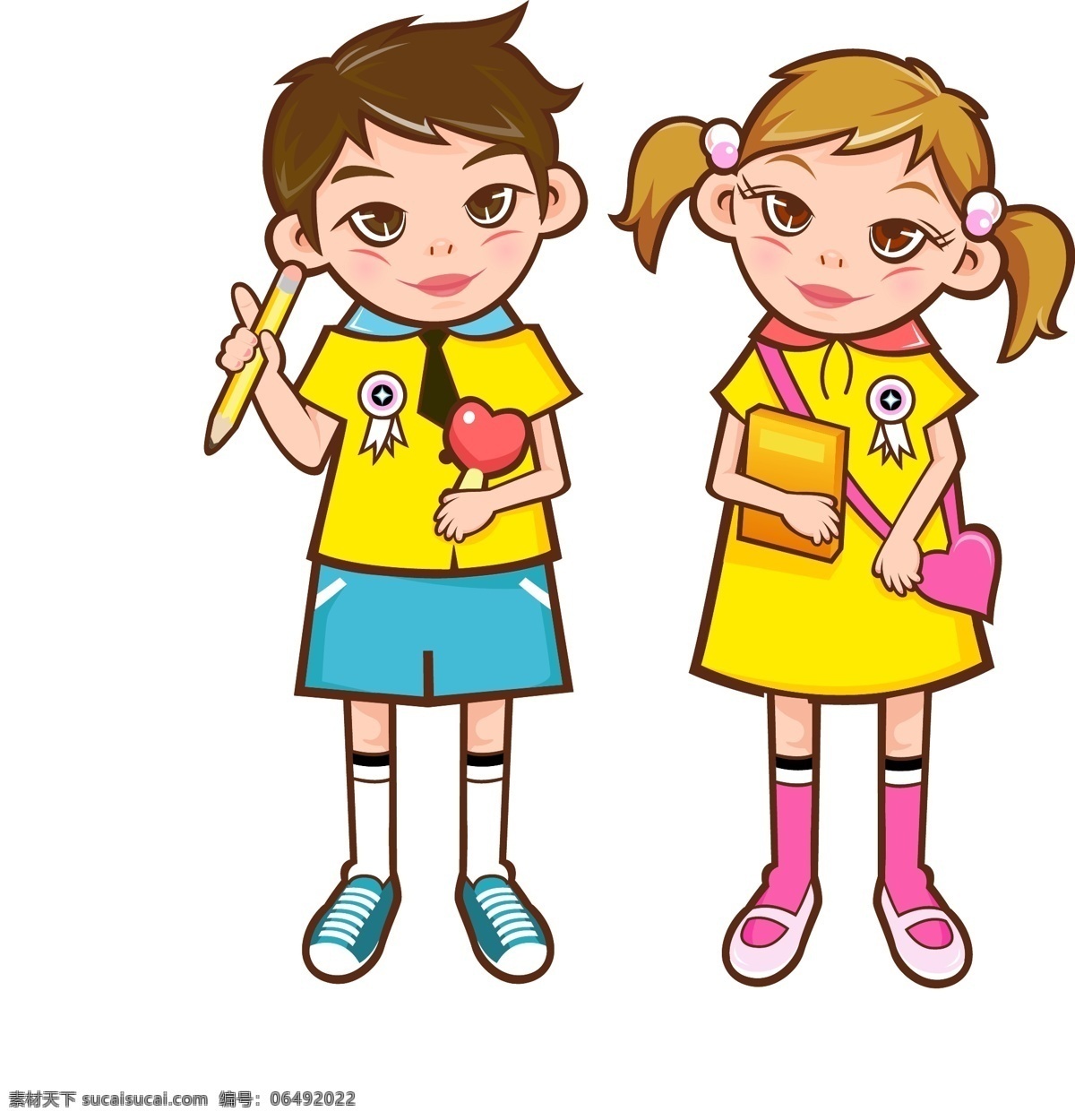 卡通 男女 学生 矢量图 其他矢量图