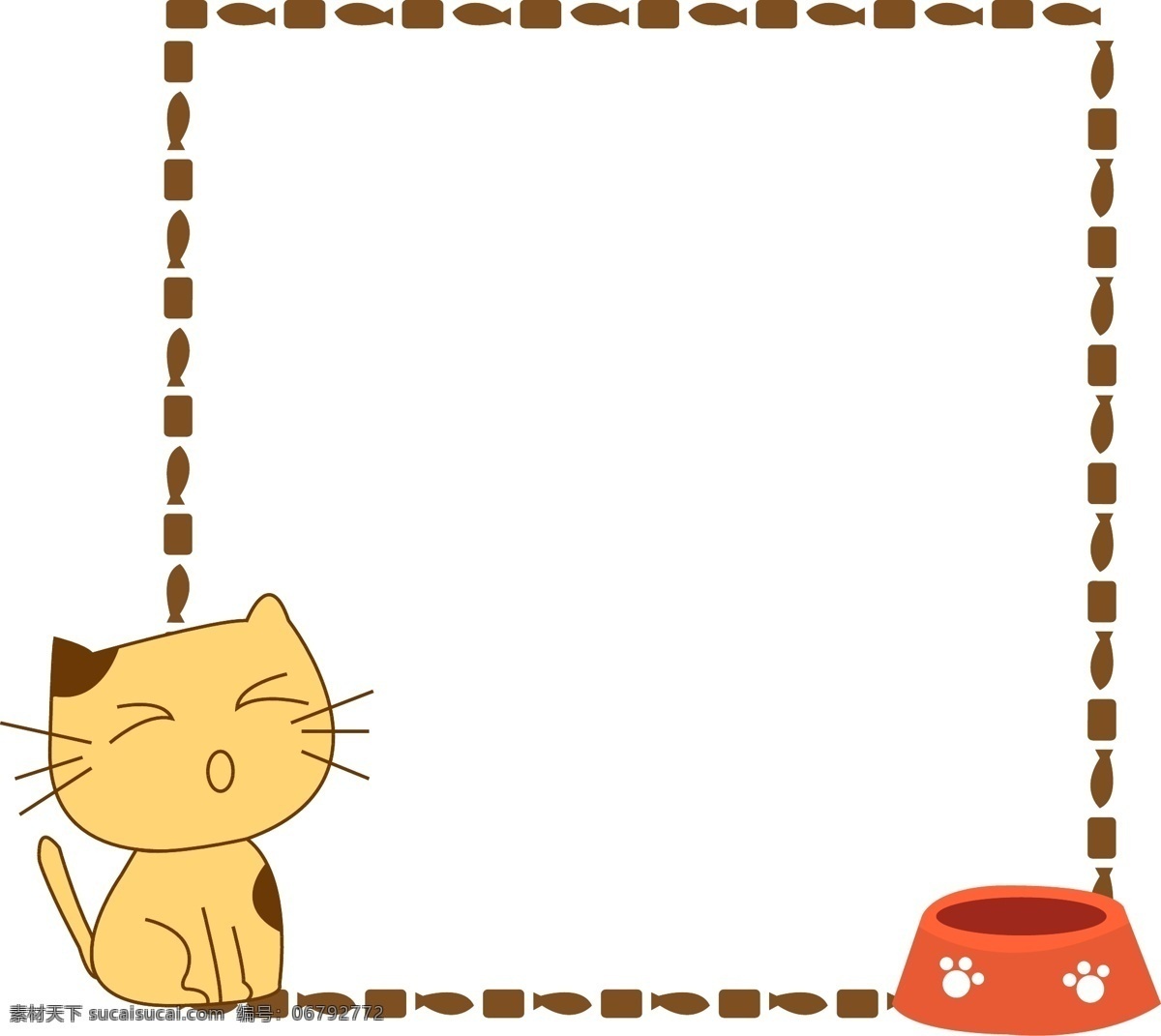 可爱小猫边框 可爱小猫 猫碗 装饰边框