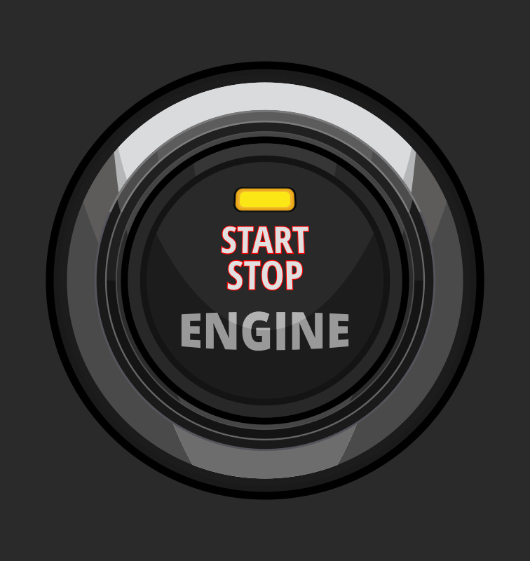 发动机 启动 停止 按钮 起点 汽车 推 小型车 仪表板 插画集