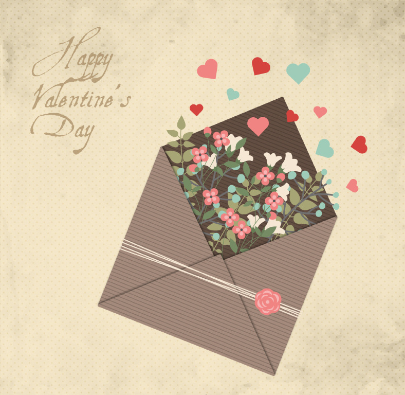 ai格式 day happy valentines 爱心 花朵 情人节 情书 矢量图 信封 创意 装满 矢量 水玉点 节日素材 其他节日