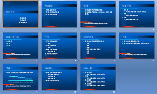 项目 总览 模板下载 计划 蓝色 商务 模板