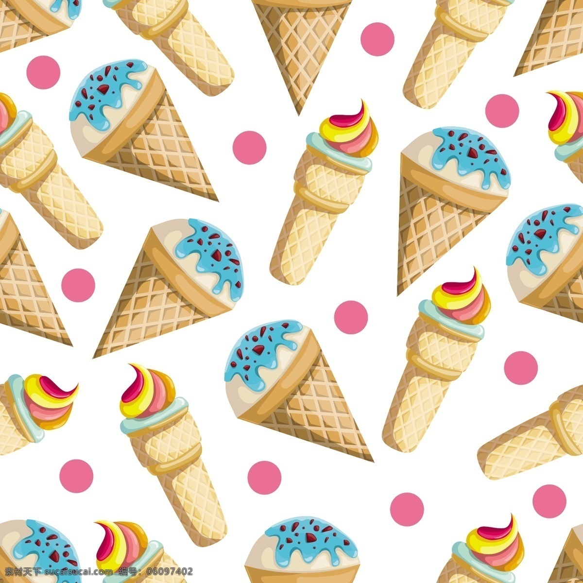 彩色 冰淇淋 图案 矢量
