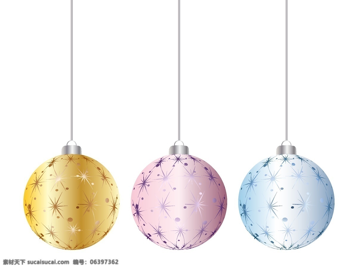 两 款 精美 圣诞 挂 球 矢量 矢量圣诞节 动感挂球 时尚元素 闪亮 挂球 七彩挂球 装饰球 矢量图 白色
