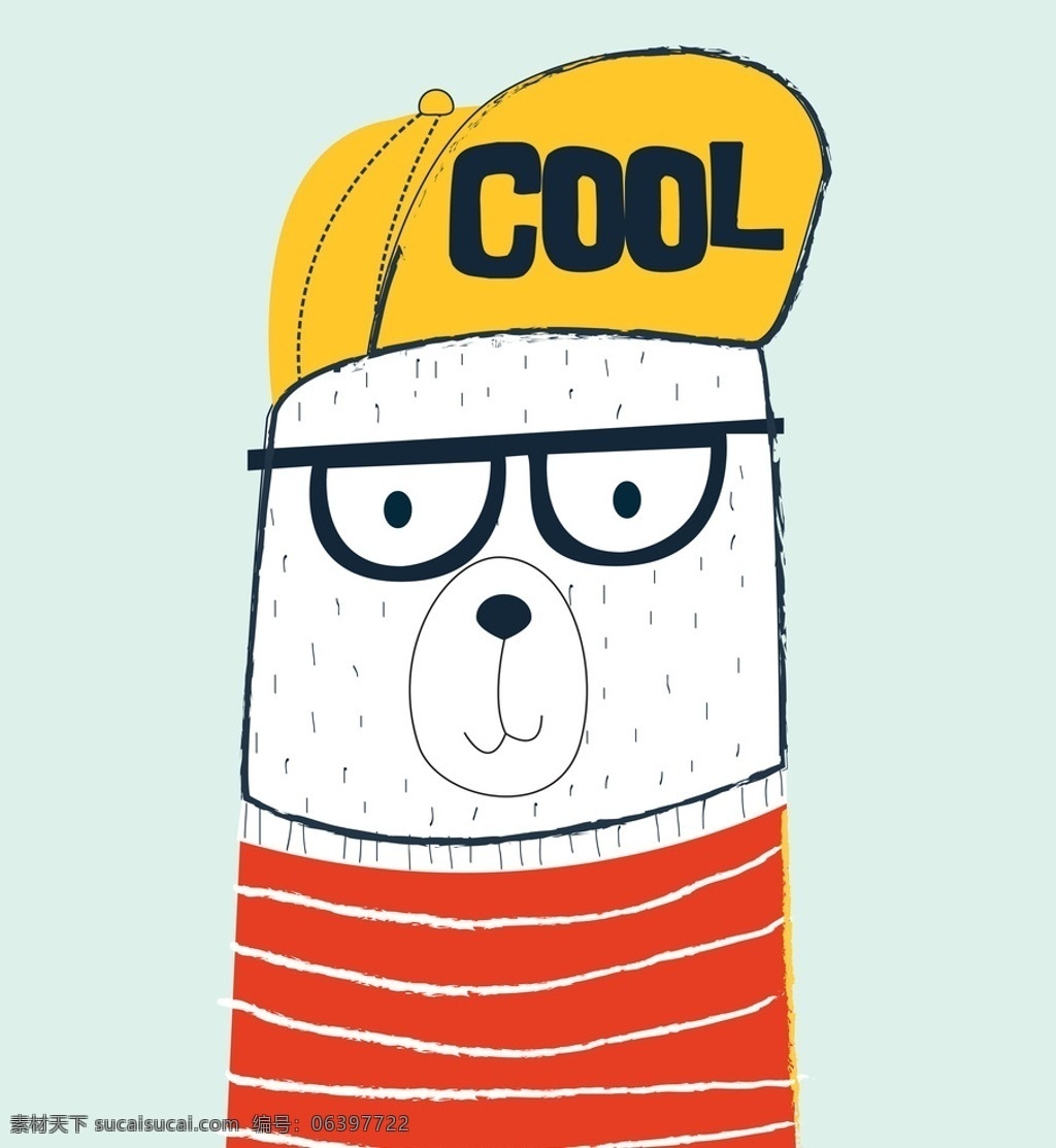 卡通 北极熊 眼镜 熊 条纹 卡通熊 帽子熊 眼镜熊 cool 卡通动物 小熊