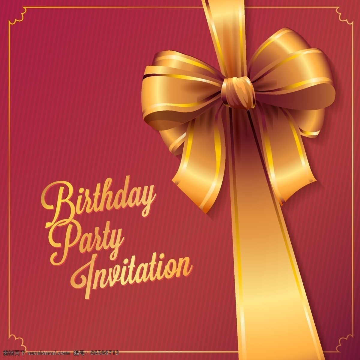 生日 派对 精美 丝带 模板 免费矢量 生日派对 邀请卡 金模板 幸福 布局 周年庆典 活动欢迎 卡片 明信片 金 祝贺 邀请 提醒 红色