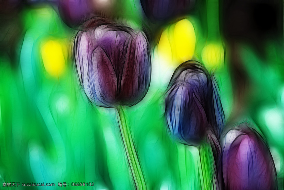 植物 花卉 炫 光光 影 效果 无 框 画 装饰画 光 轮廓 光影 装饰素材