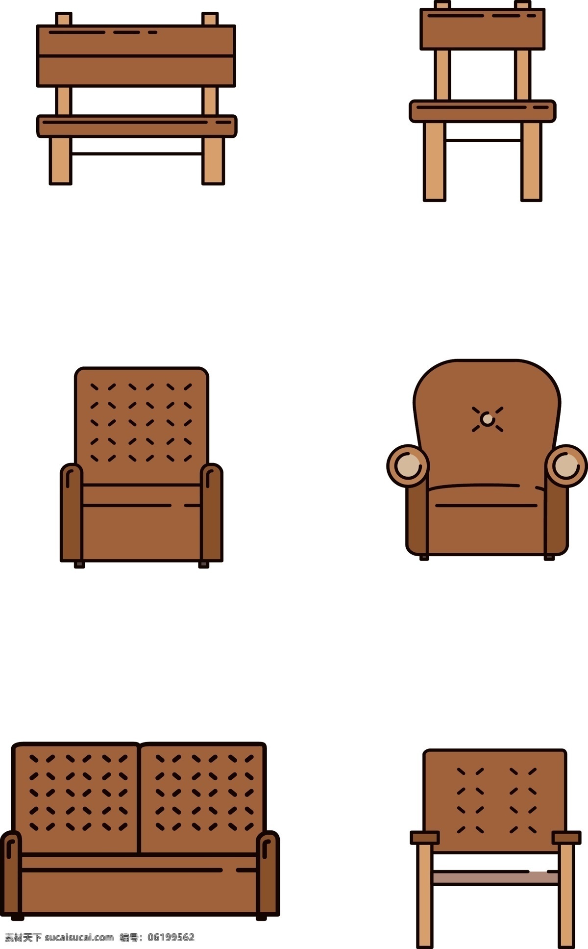 各种各样 椅子 免 扣 图标 沙发 木制座椅 座椅 坐椅 木头制品 家具 家私 免抠 png格式 可分开使用