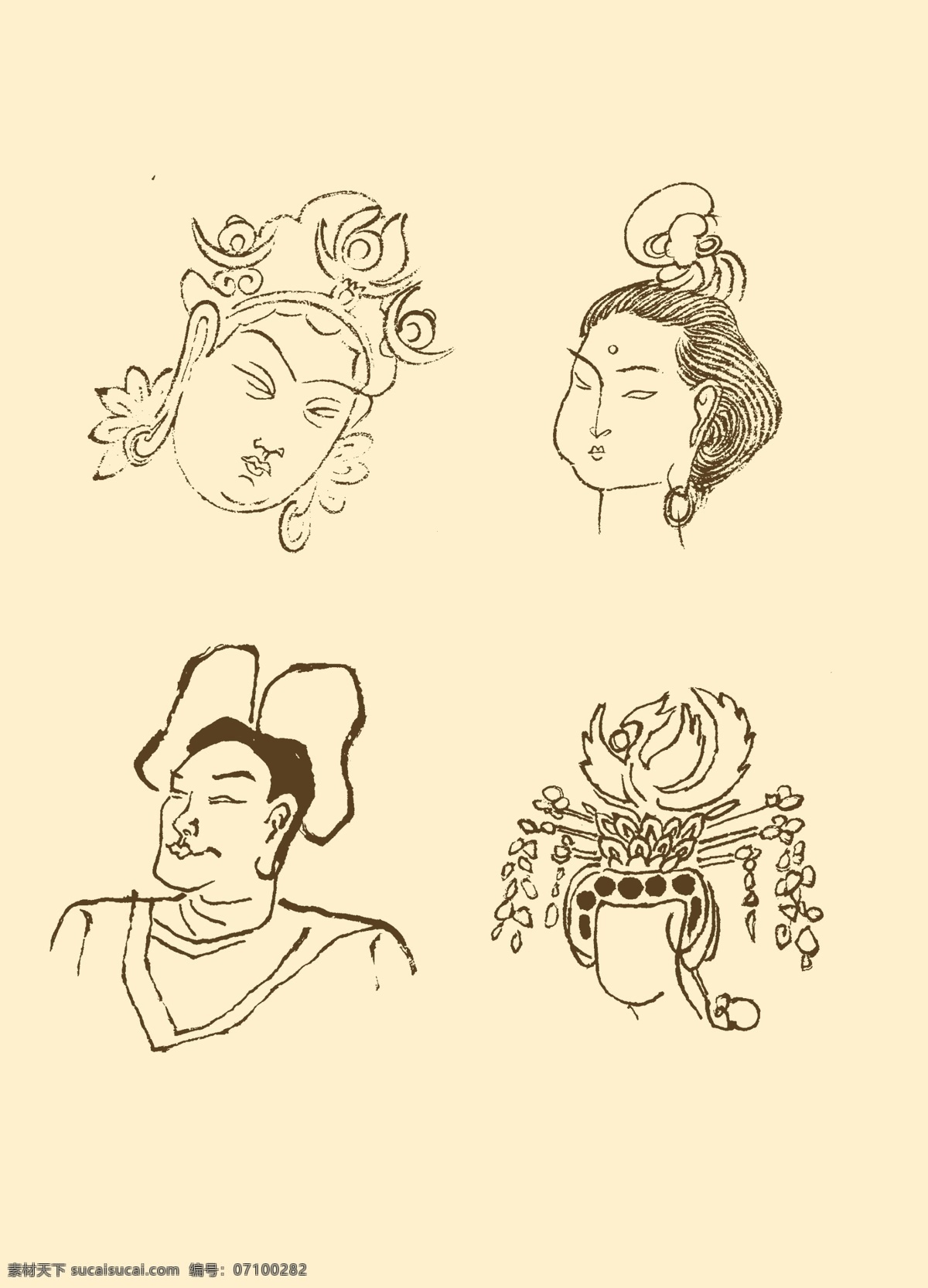 敦煌壁画 敦煌 壁画 飞天 菩萨 佛教 白描 线描 分层 敦煌壁画白描 人物 源文件