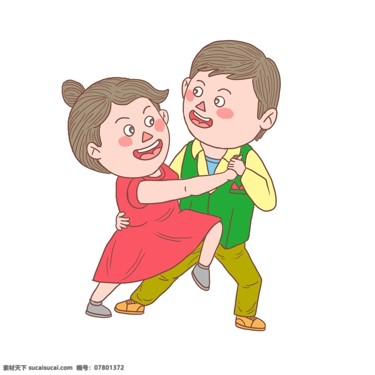 卡通 手绘 人物 双人 舞蹈 手账 小清新 简笔画人物 跳舞的夫妻 双人舞蹈 华尔兹舞蹈