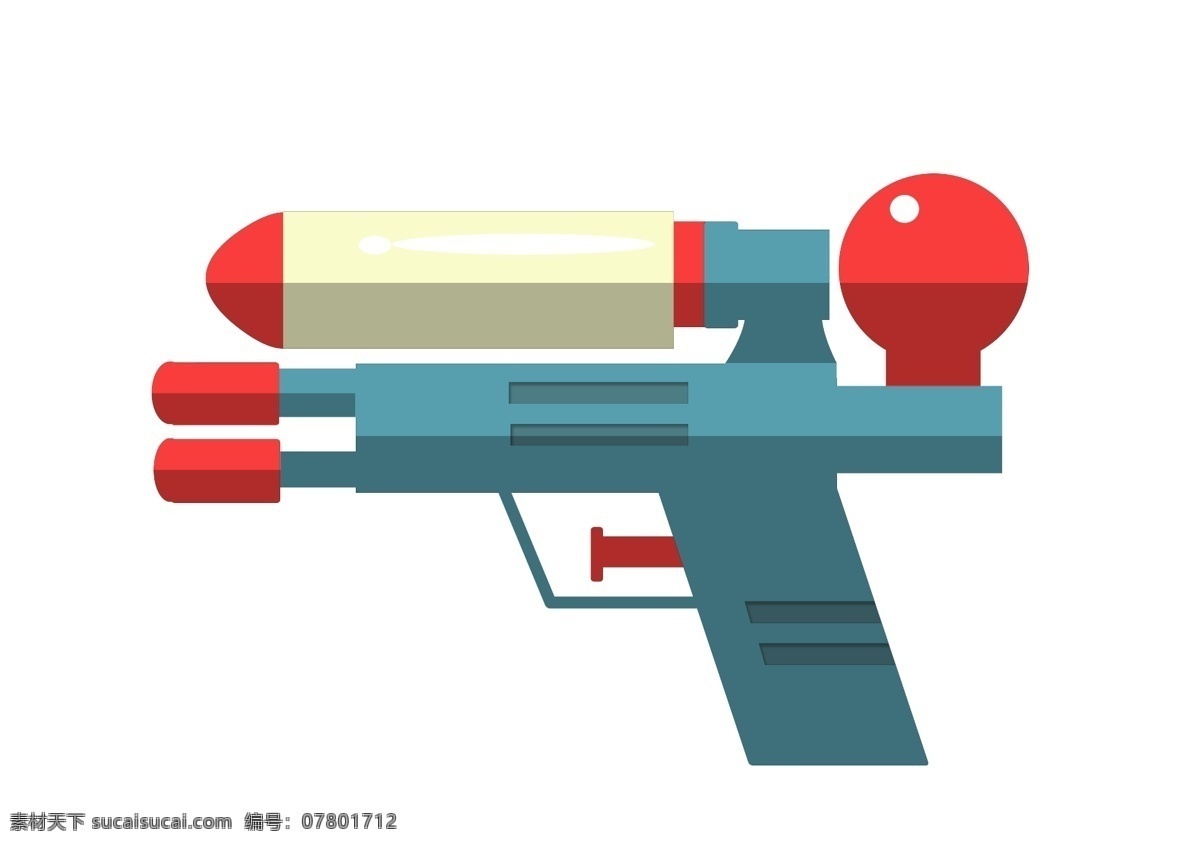 红色 装饰 蓝色 水枪 蓝色水枪 手枪 枪支 水枪玩具 蓝色玩具水枪 玩具水枪插画