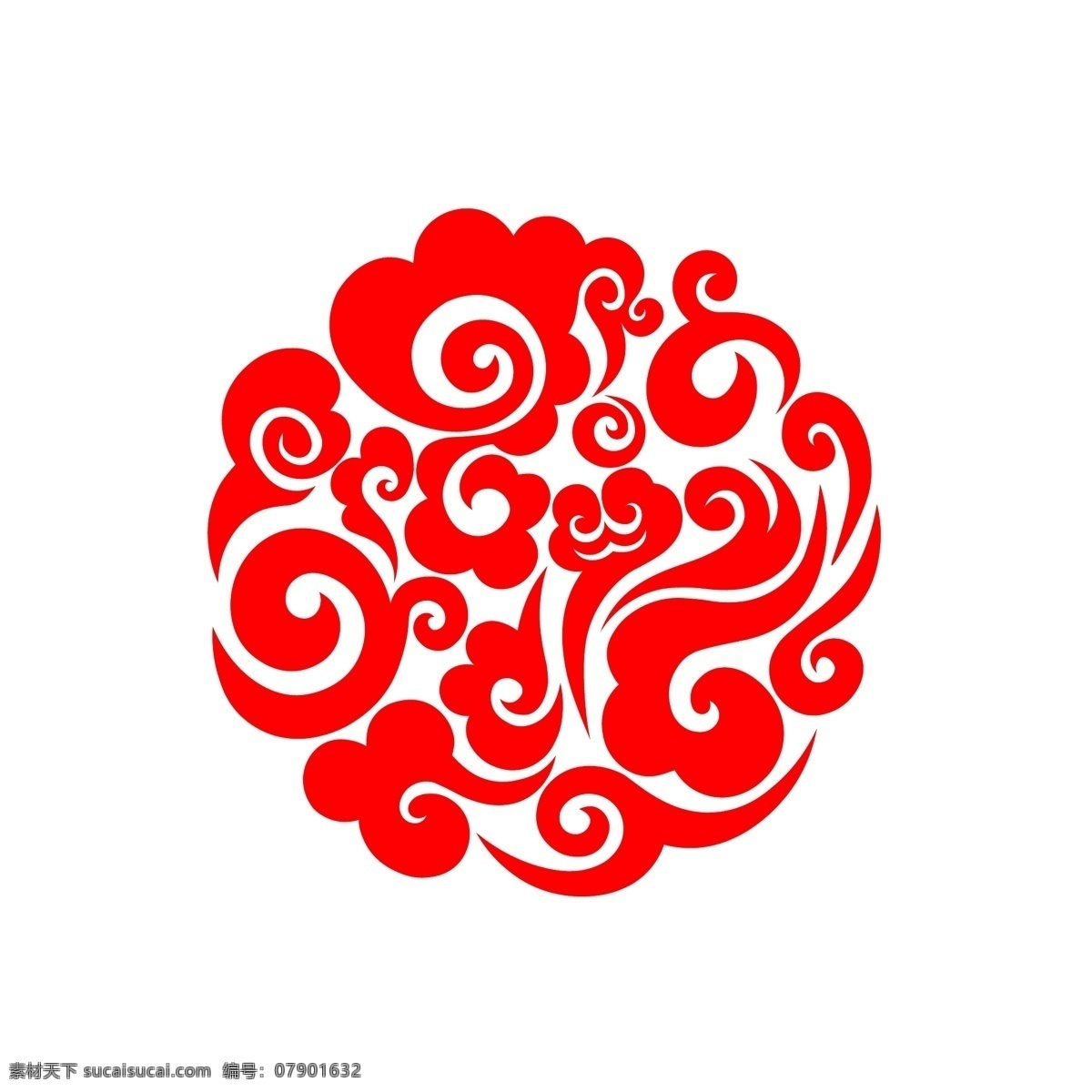 中国 风 圆形 祥云 红色 云纹 矢量 商用 中国风 喜庆 春节 海报 可商用 新年