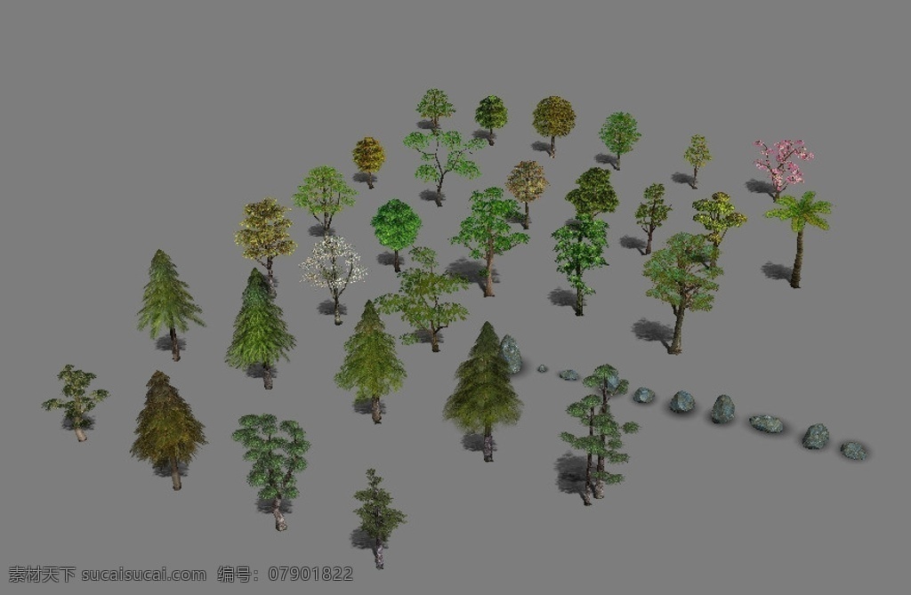 简模树木 鸟瞰树 max 树木 模型 3d树木模型 植物 室外模型 3d设计模型 源文件