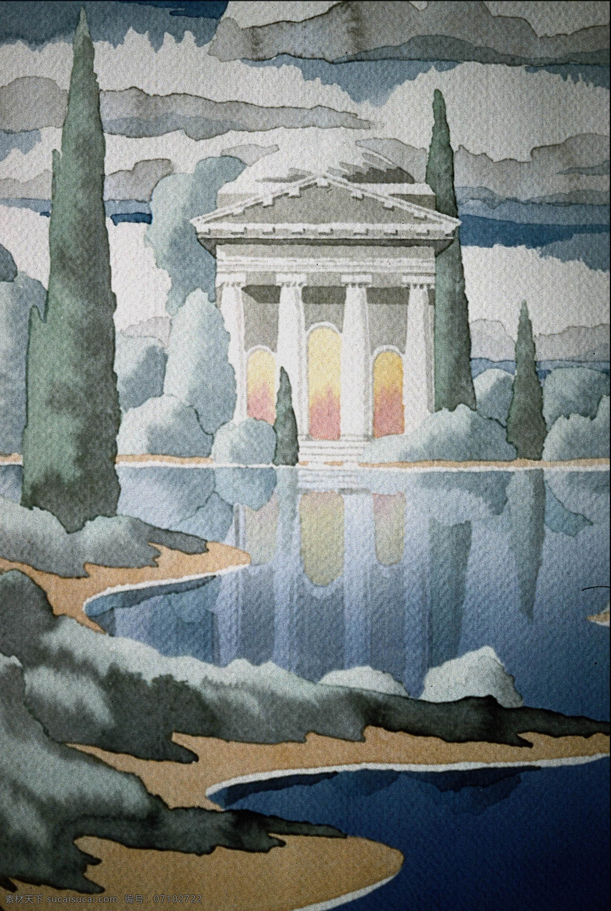 版画 彩画 插画 创意画 风景 河边 绘画书法 色彩 创意设计 创意 模板下载 色彩创意 水彩画 水彩喷画 意景 设计创意画 水彩 水彩风景画 色片 树 美术给画 文化艺术 psd源文件