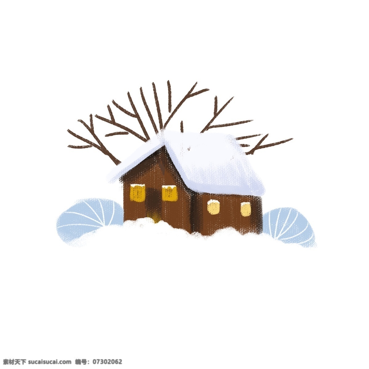 卡通 手绘 雪屋 商用 元素 冬季 psd设计 插画