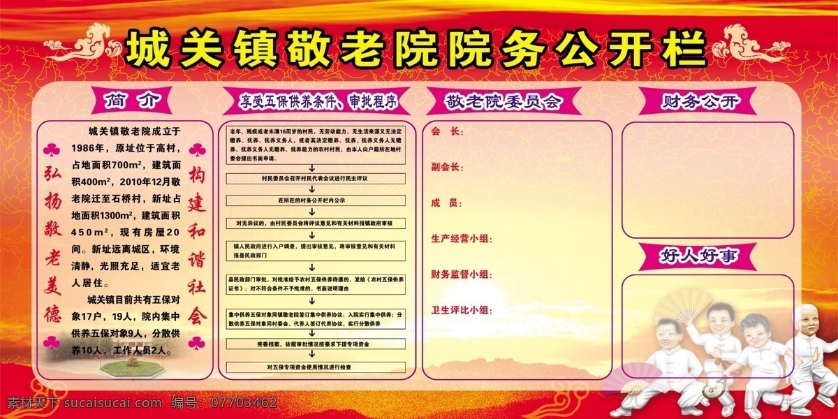 敬老院 政务 公开栏 简介 五保供养条件 审批程序 原创设计 原创展板