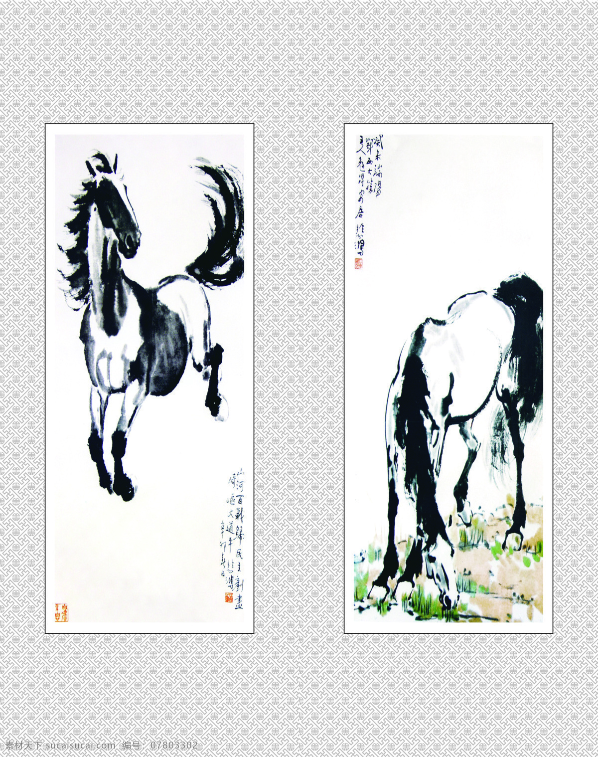 徐悲鸿马 徐悲鸿 马 中国画 高精度 移门 文化艺术 传统文化 设计图库