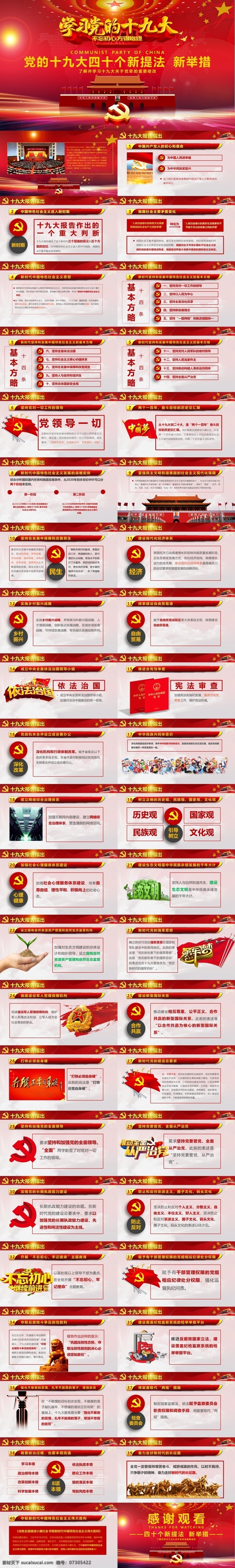 红色 简约 大气 学习 党 十 九大 模板 不忘初心 大气ppt 简约ppt 牢记使命 十九大新思想 十九大意义 四个牢记 学 党章 做 合格 党员 永远跟党走