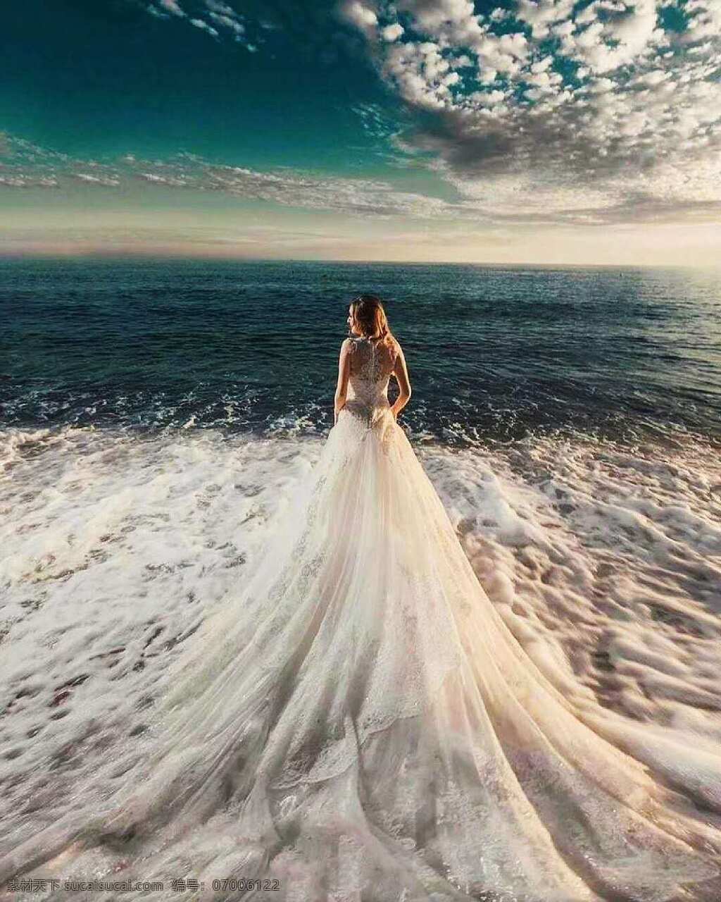 婚纱照 女王 婚纱 沙滩 白色长裙 海边风景 女人 旅游摄影 国内旅游