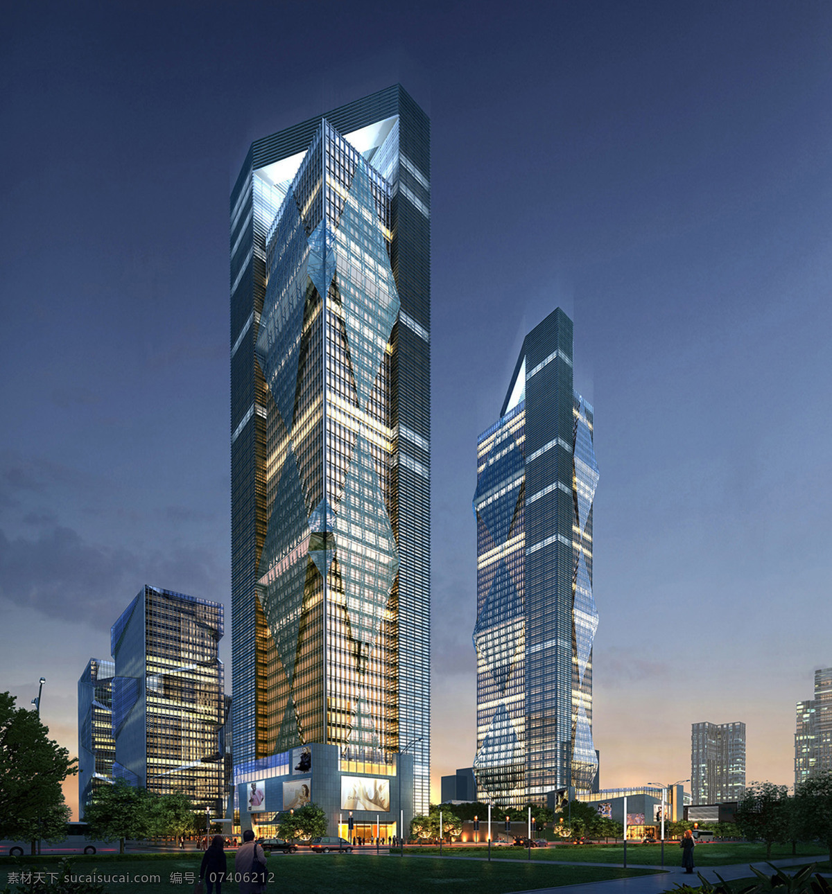 超高层 二轮 3d效果图 环境设计 建筑设计 商业效果图 室外模型 家居装饰素材