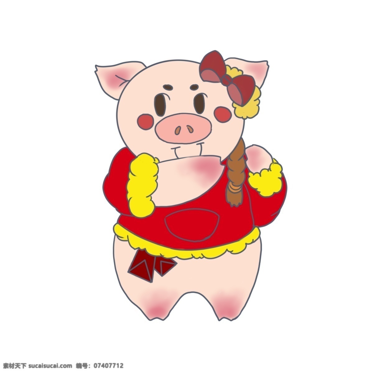 猪年 可爱 猪 手绘 插画 2019 农历新年 新年大吉 锦鲤 猪财神送福 猪财神 猪年快乐 猪猪迎春 猪年贺春