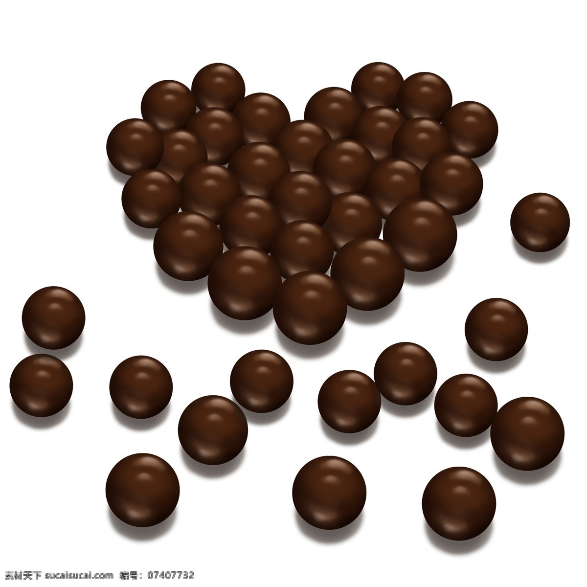 手绘 情人节 心形 巧克力 球 巧克力球 黑巧克力球