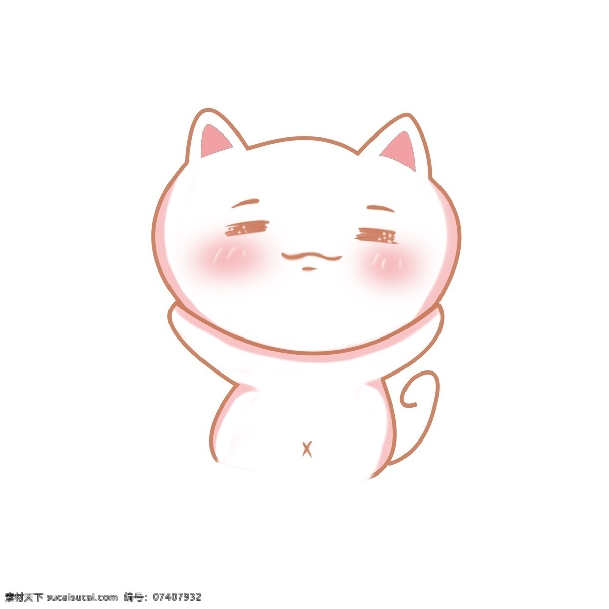手绘 可爱 卡通 喵 咪 表情 猫咪 装饰 白色 粉色 可商用