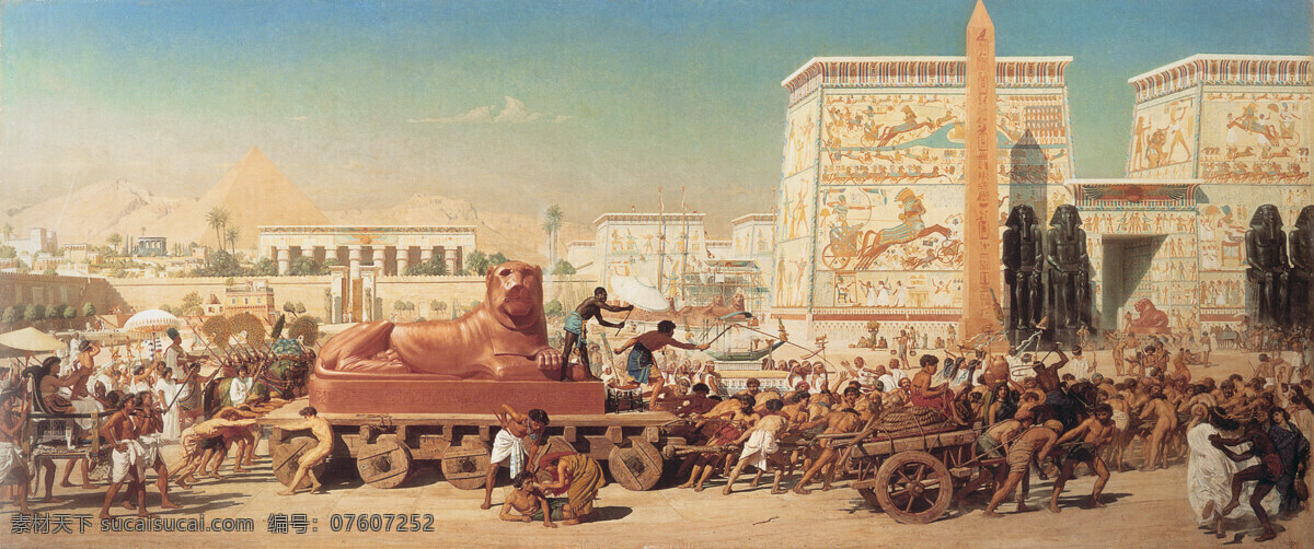 埃及 以色列 人 工程 绘画书法 人物 士兵 世界名画 文化艺术 西洋油画 奴隶 奴役 家居装饰素材