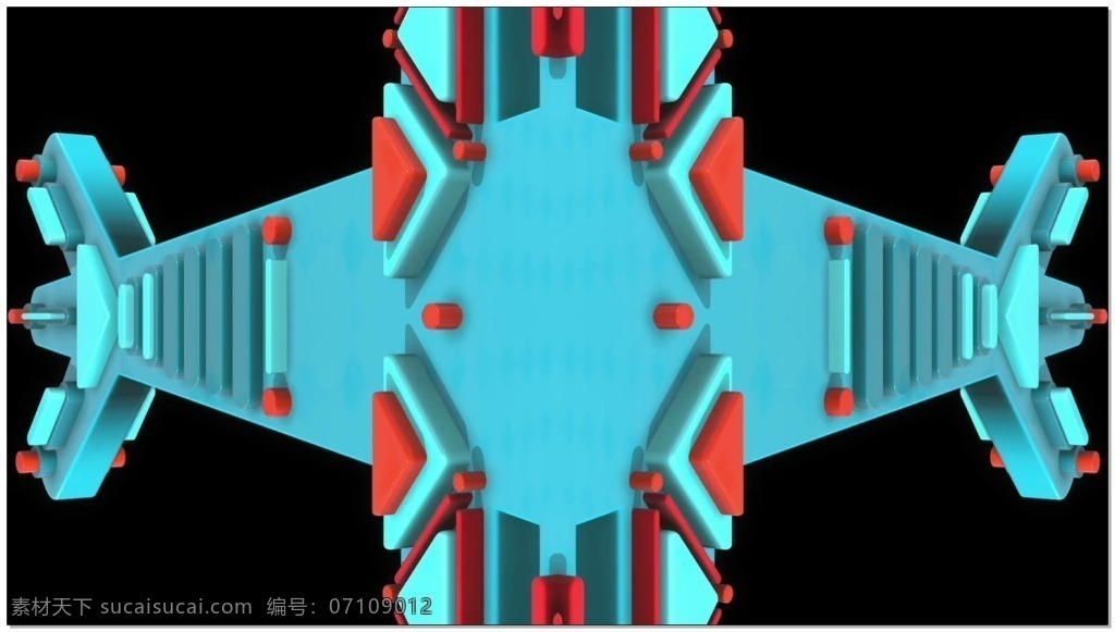 青色 立体 方块 视频 机械 飞船 视频素材 动态视频素材