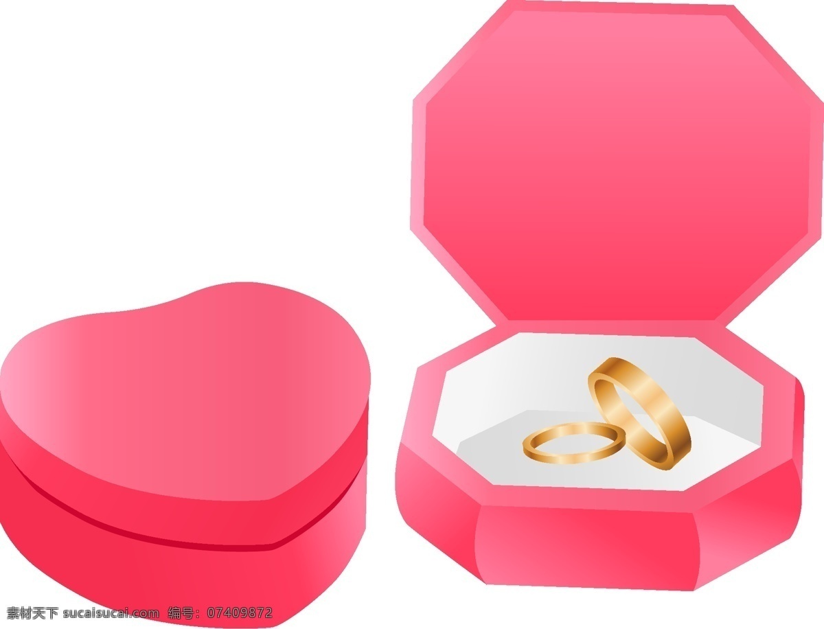 矢量 手绘 粉色 戒指 盒 戒指盒 金戒指 首饰 饰品 礼物 结婚 求婚 爱心戒指盒 免扣