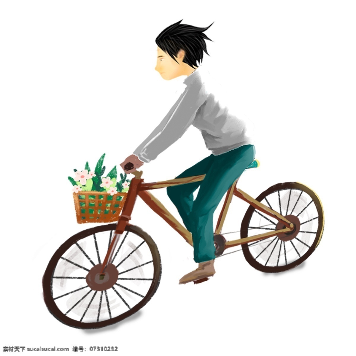 卡通 骑车 男孩 人物 元素 少年 男子 人物插画 精致人物 手绘元素 骑车的男孩