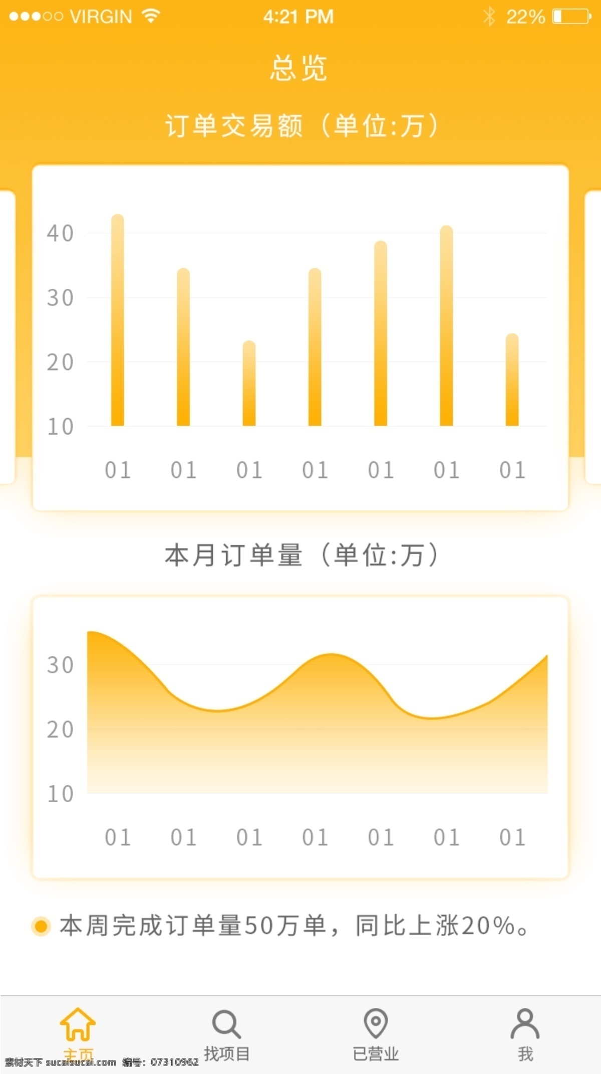 黄色 列表 手机 端 后台 app 列表页 曲线图 统计